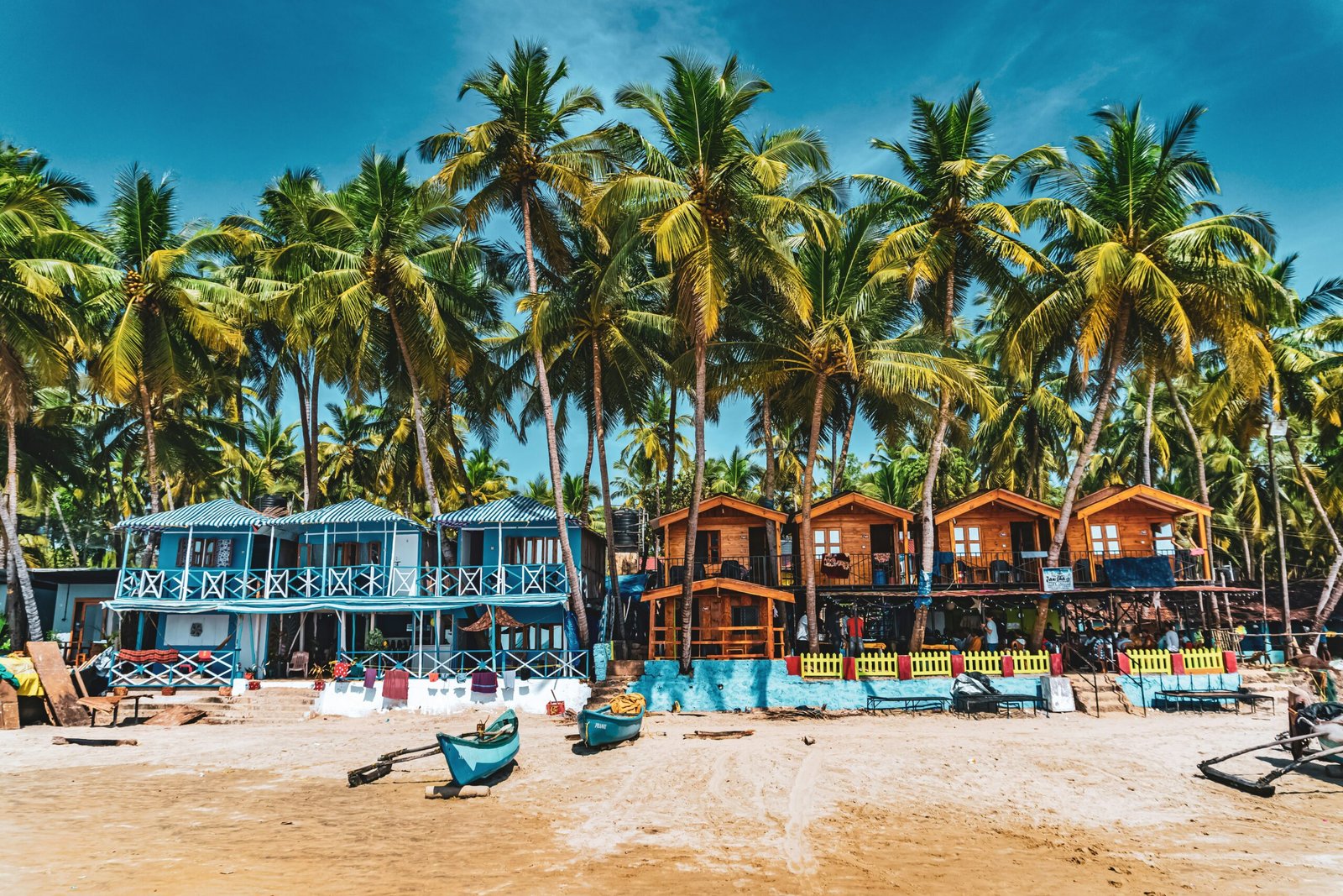 Palm-fringed beach in Goa with the Arabian Sea