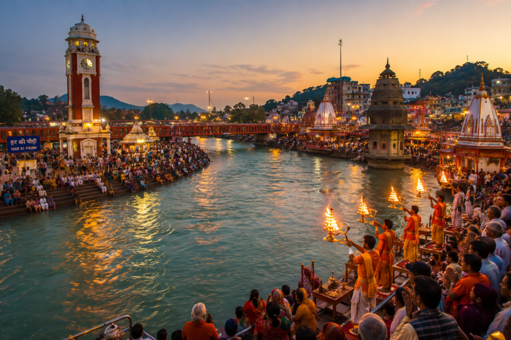 Har Ki Pauri ghats and evening Ganga aarti at Haridwar