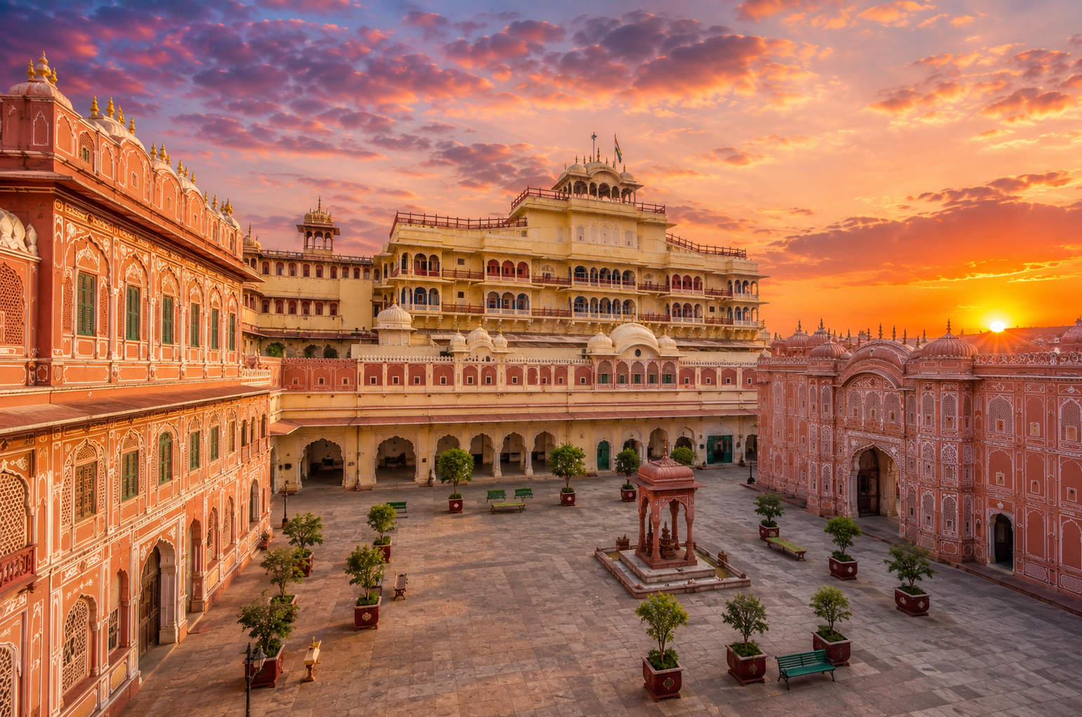 Jaipur City Palace courtyard with Rajput architecture