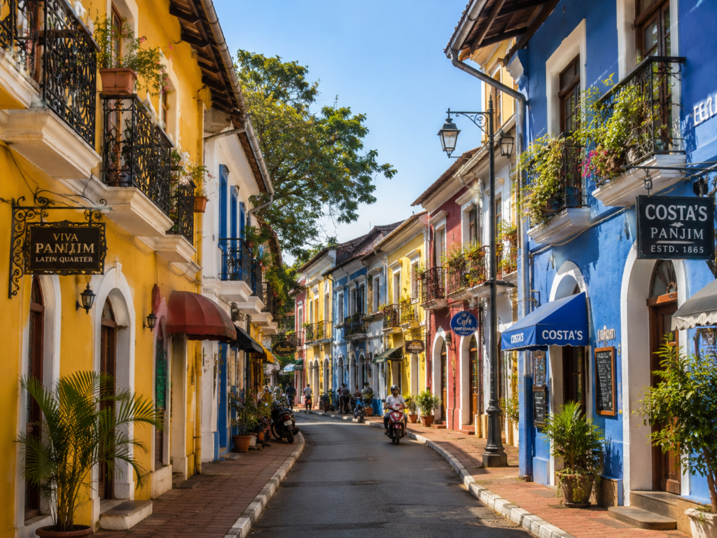 Colourful Portuguese-era houses in the Fontainhas Latin Quarter of Panjim
