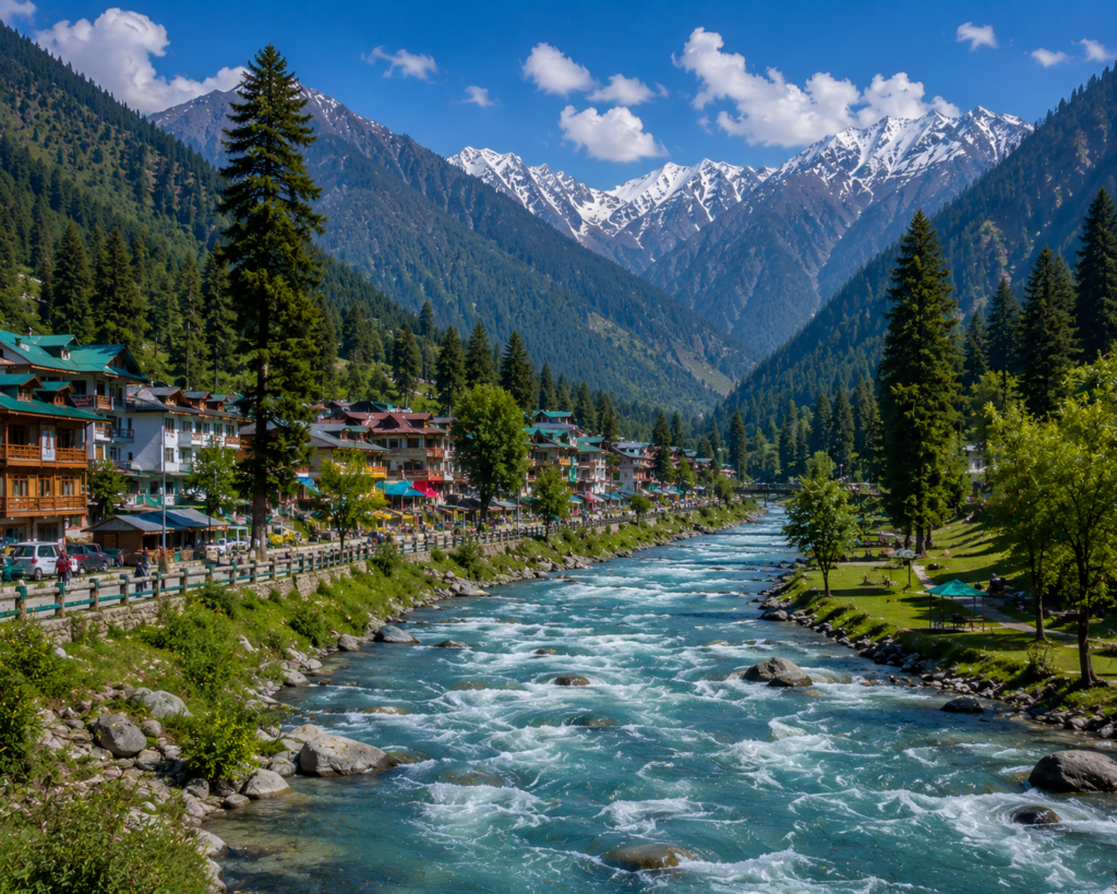 Lidder Valley and Aru Valley meadows beyond Pahalgam in Kashmir