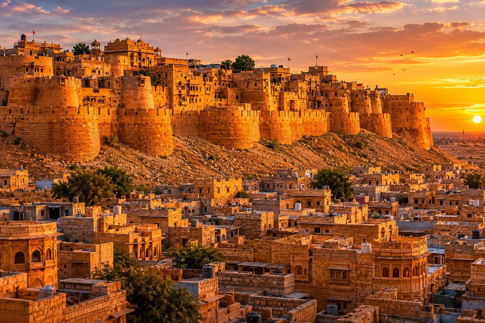Jaisalmer Fort (Sonar Qila) glowing golden at sunset