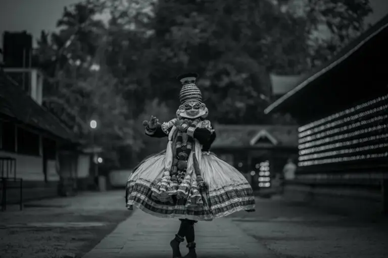 A Kathakali dancer in full costume and make-up, Kerala