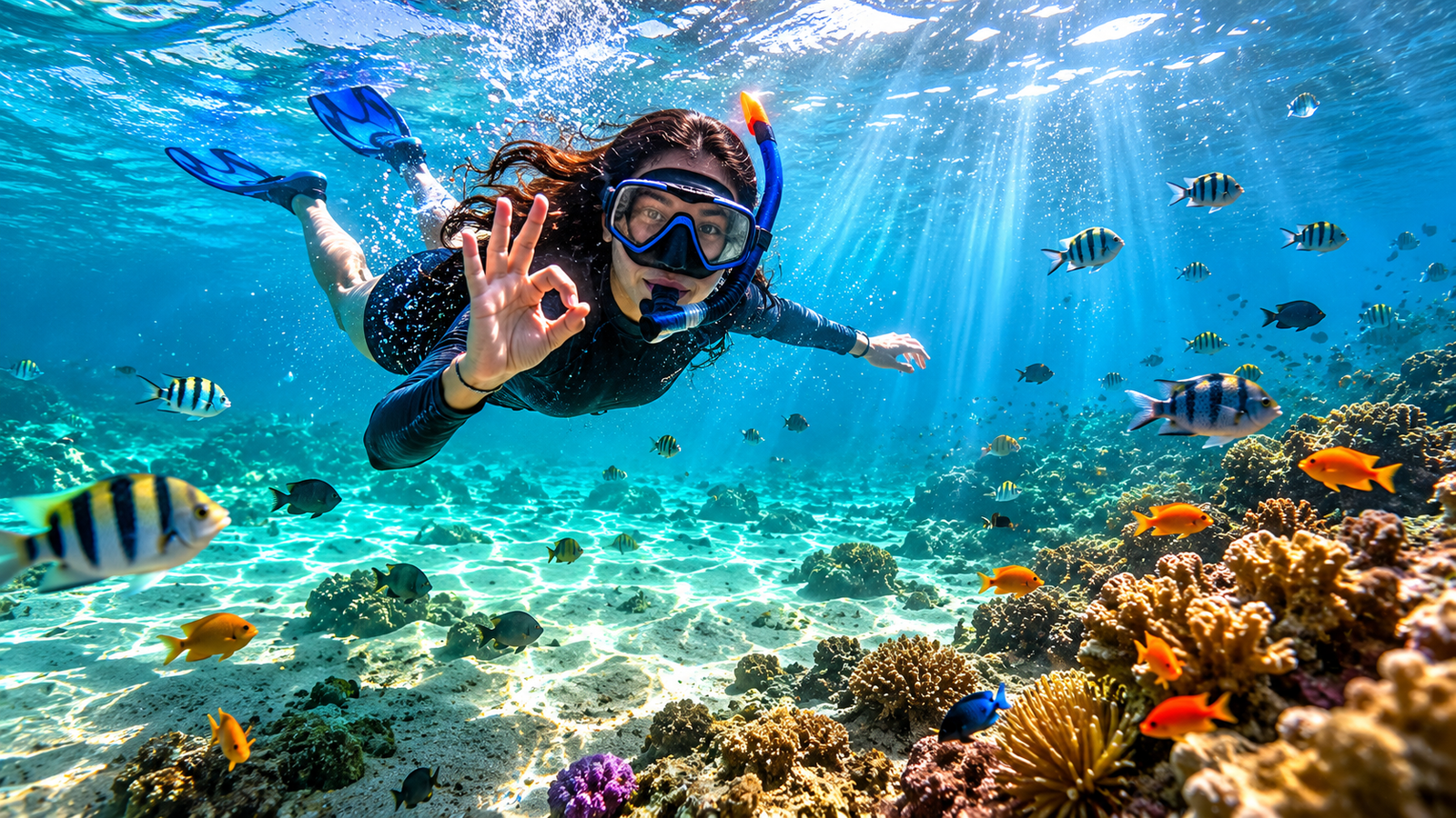 A scuba diver in Tarkarli’s clear coastal water during the post-monsoon season
