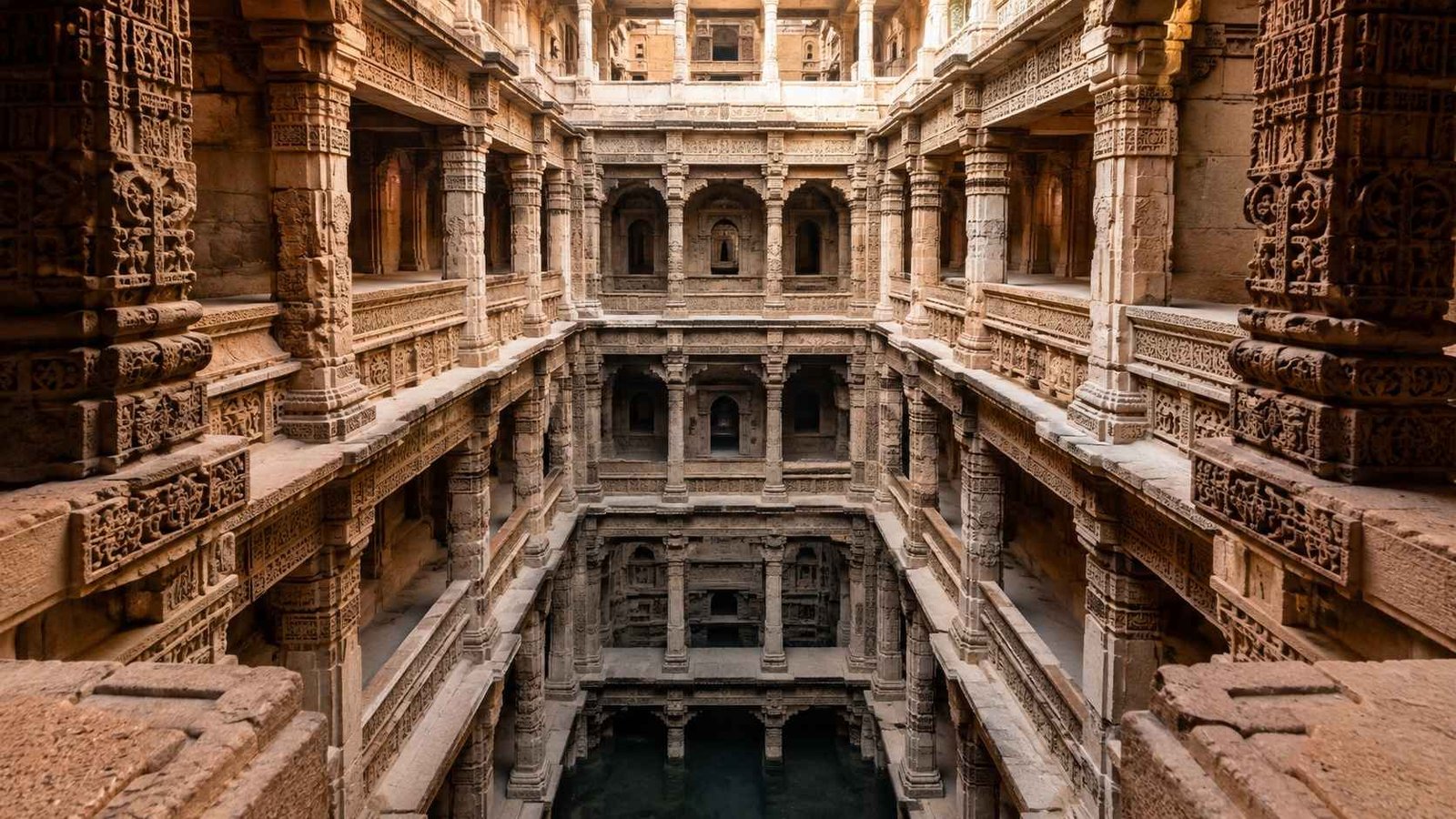 The carved sandstone Adalaj stepwell near Ahmedabad, Gujarat