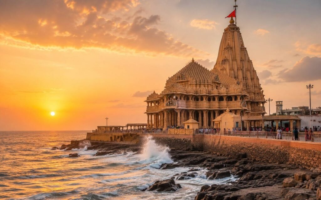 Somnath temple on the Arabian Sea coast of Saurashtra, Gujarat