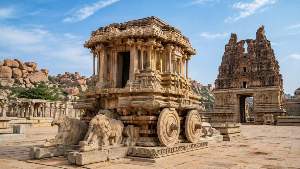 The stone chariot at the Vittala Temple in Hampi, Karnataka