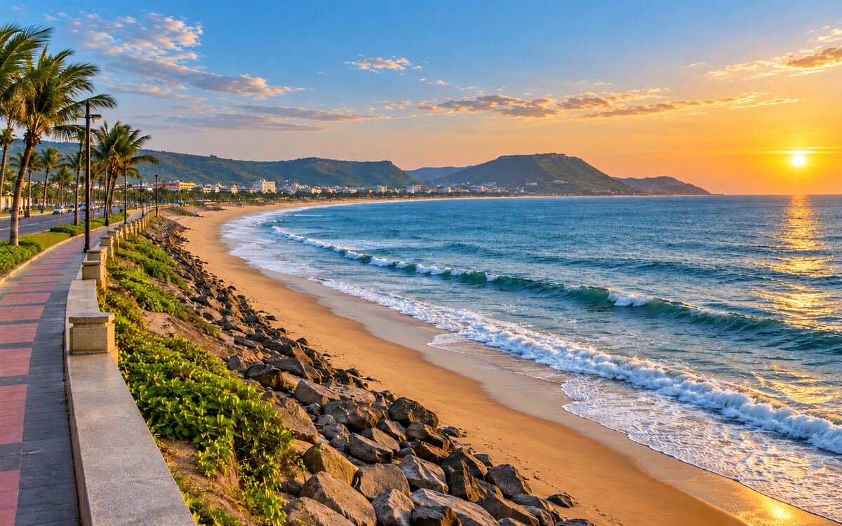 The RK Beach promenade on the Bay of Bengal at Visakhapatnam (Vizag), Andhra Pradesh
