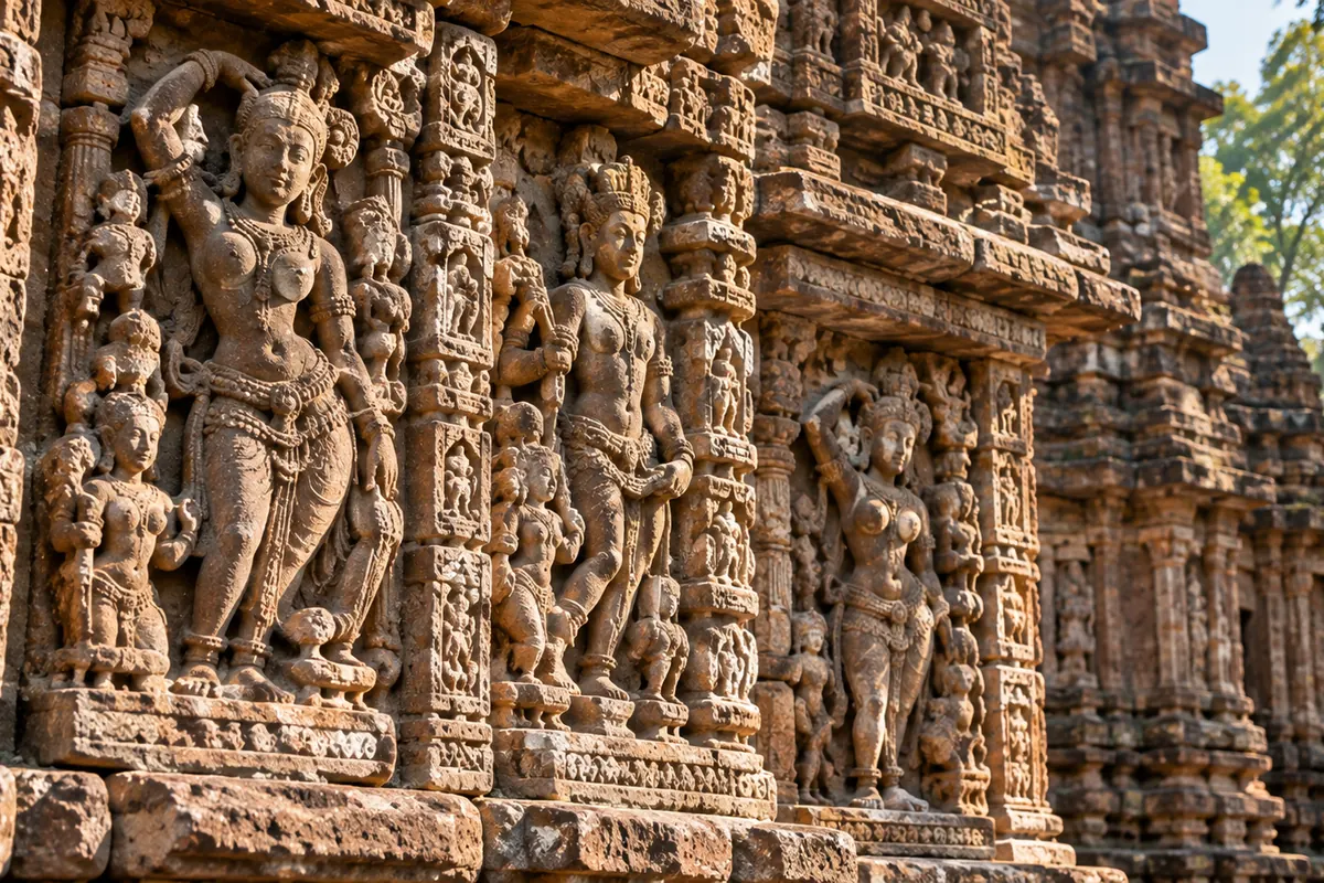 Figurative relief carving on the outer wall of Bhoramdeo temple, Chhattisgarh