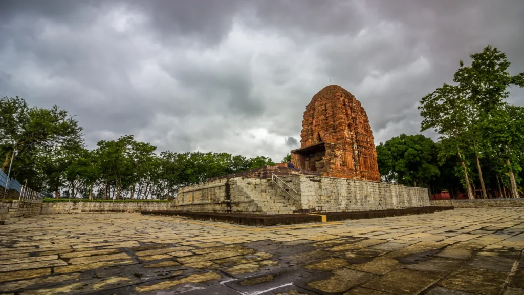 The seventh-century brick Laxman Temple at Sirpur, Chhattisgarh, under monsoon cloud
