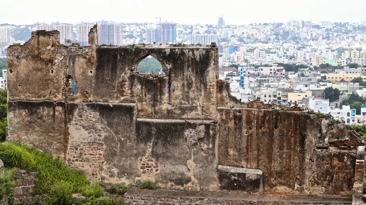 Golconda Fort on its hill above the city of Hyderabad, Telangana