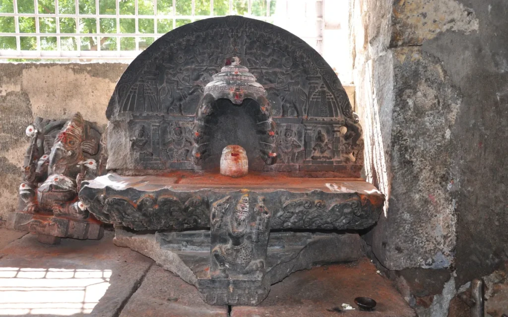 A carved Kakatiya stone monument at Warangal Fort, Telangana