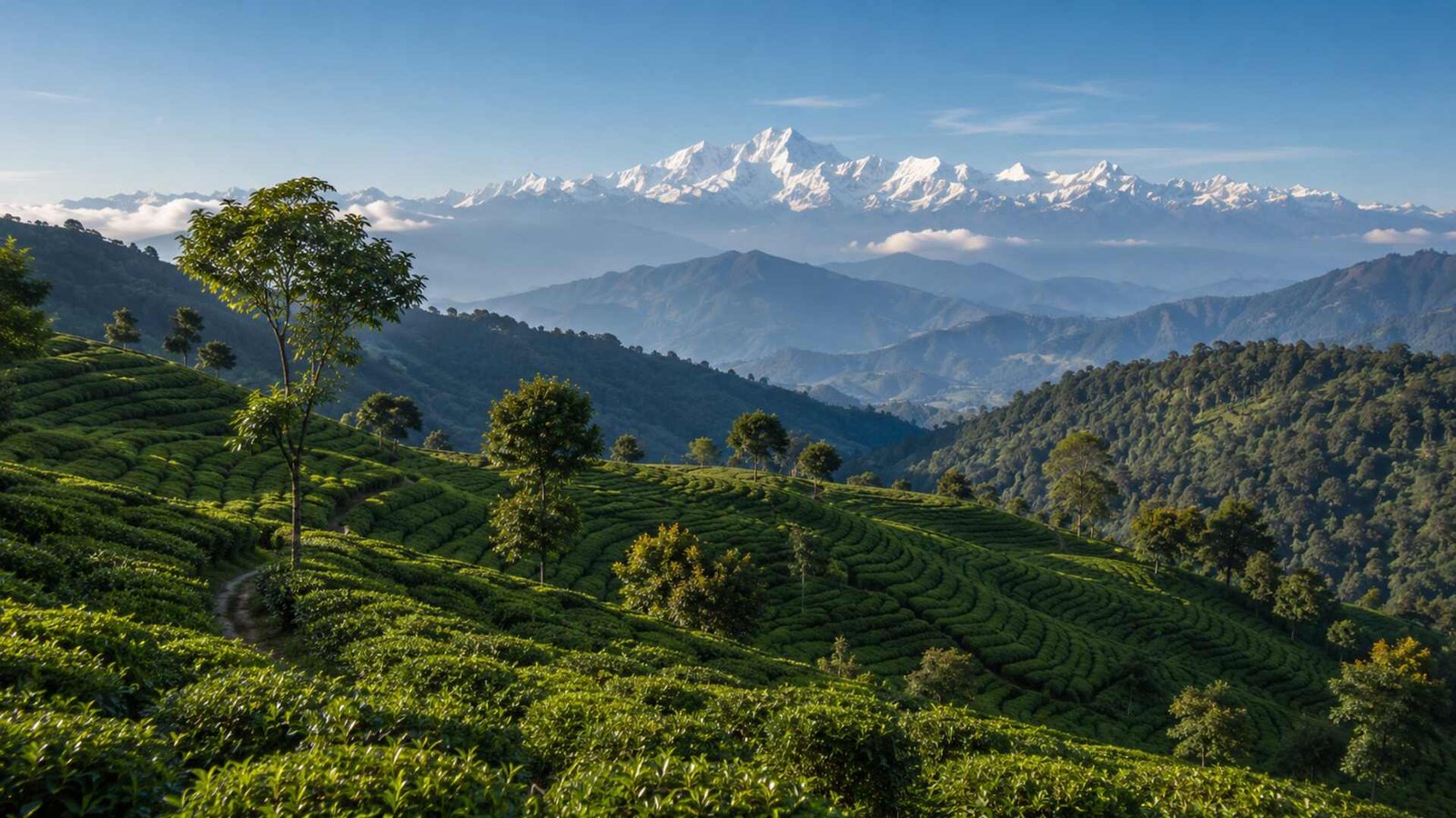 West Bengal Himalayan tea gardens below Kanchenjunga