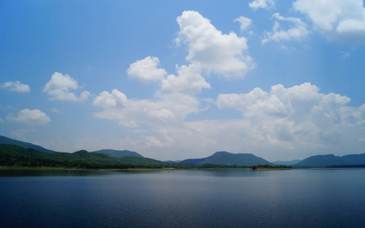 Dimna Lake ringed by hills near Jamshedpur, Jharkhand